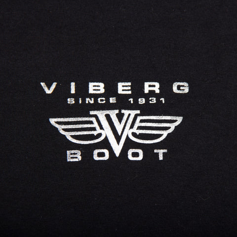 Viberg Boot t-shirt logo close-up