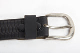 Embossed Black Leather Belt Buckle