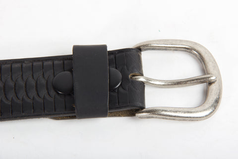 Embossed Black Leather Belt Buckle