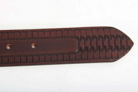 Embossed Brown Leather Belt Tip